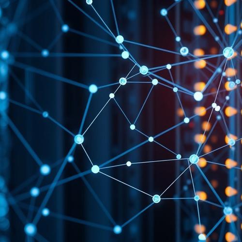 Abstract digital network connections glowing with technology nodes